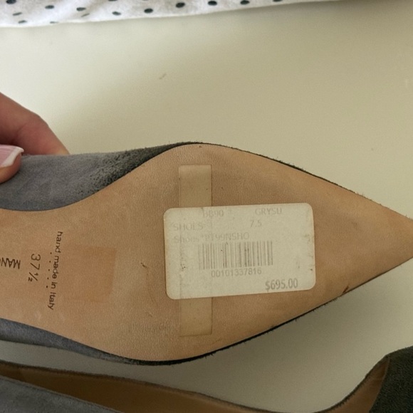Manolo Blahnik / BB 105 grey ombre ombré suede point toe pumps  heels 37.5 - Picture 10 of 10
